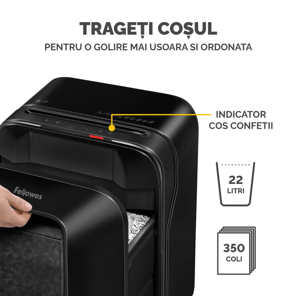 Fellowes Distrugator documente LX200, 12 coli, mini-cut 4x12 mm, P-4, cos 22L 