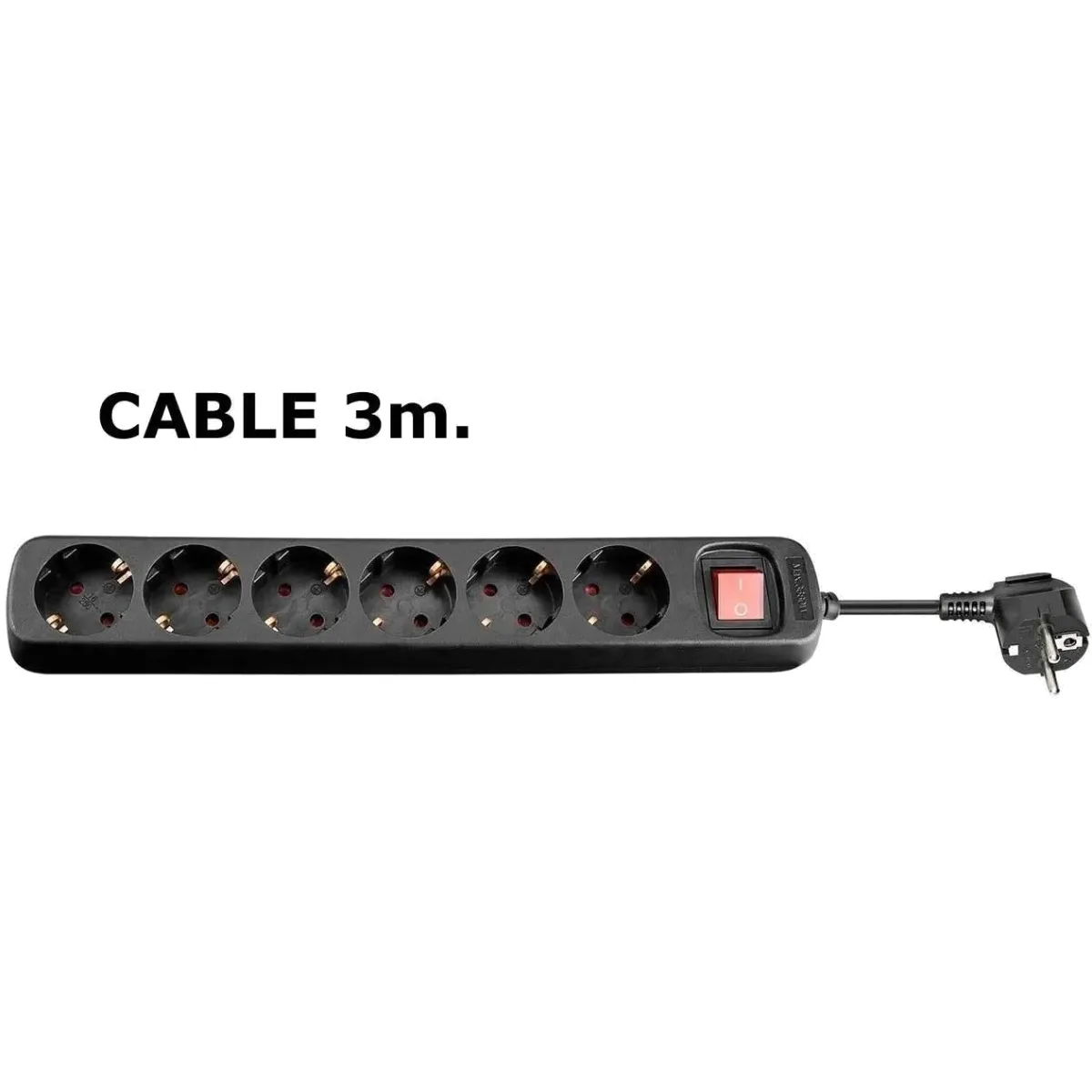 MicroConnect Prelungitor 6 prize Schuko 3m cu intrerupator negru