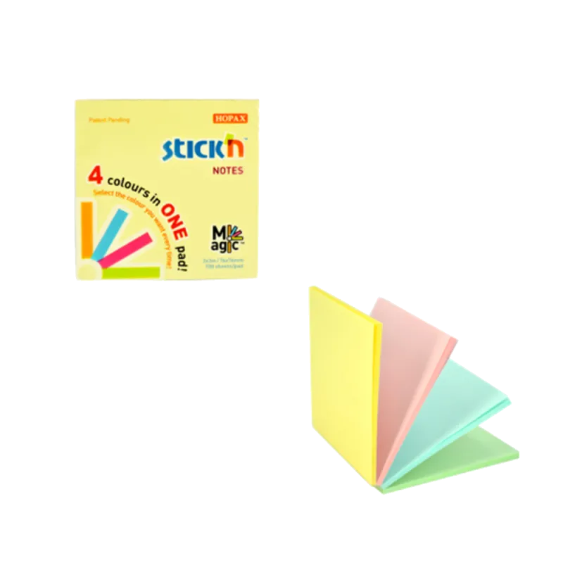 Hopax Magic notes autoadeziv 76x76mm 100 file 4 culori pastel