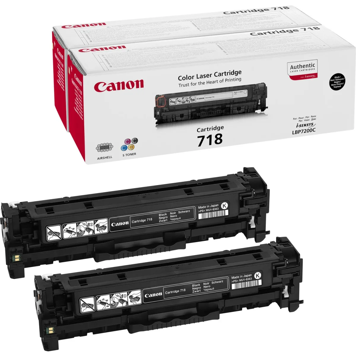 Canon CRG718B Twin Pack - Pachet 2 cartuse toner originale negru 2x3400pag.