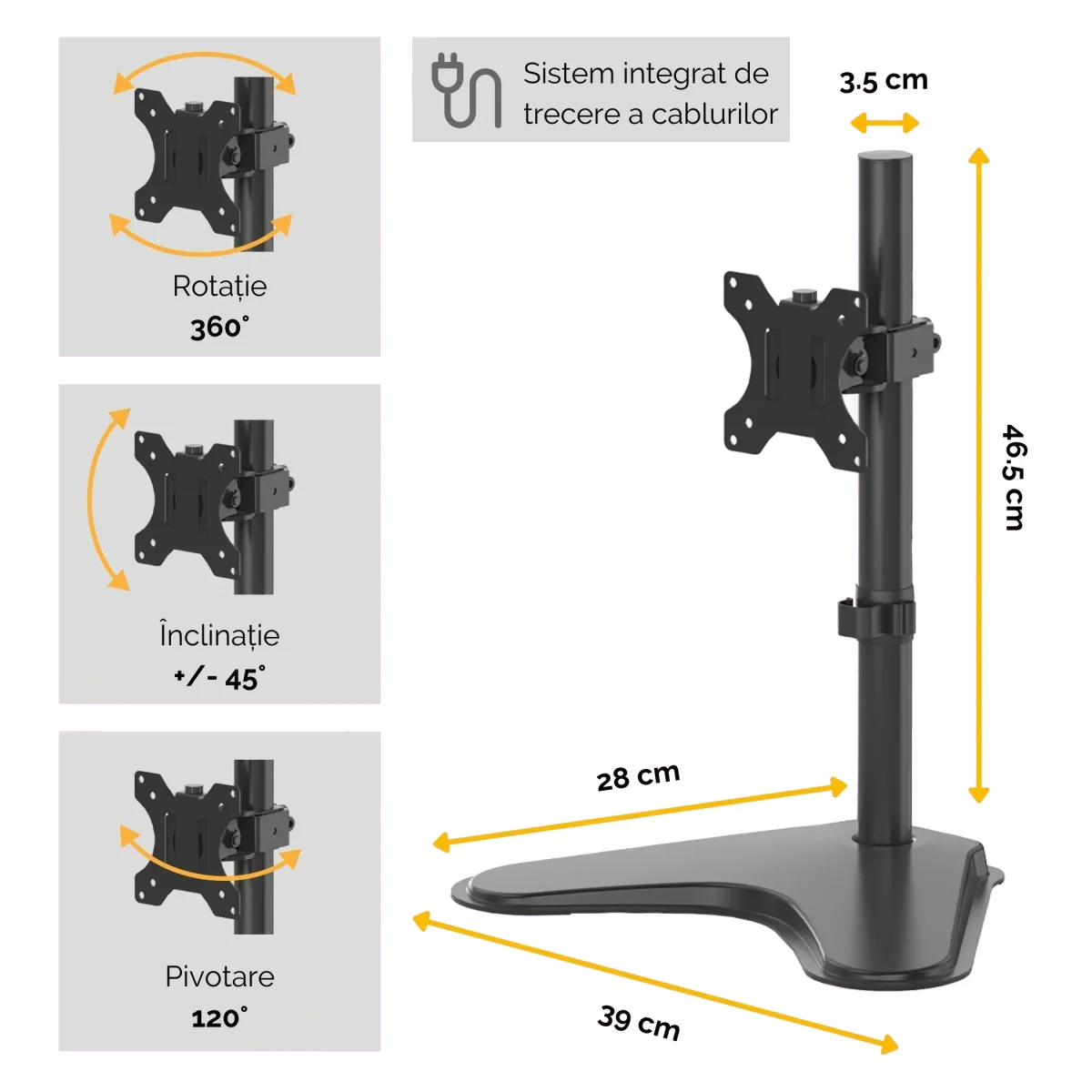 Fellowes Seasa Freestanding Single Monitor Arm 