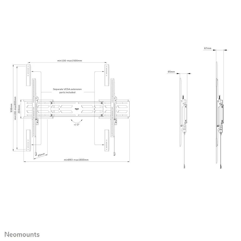 Neomounts Select WL30S-950BL19 suport TV fix 55-115 inch 160kg 