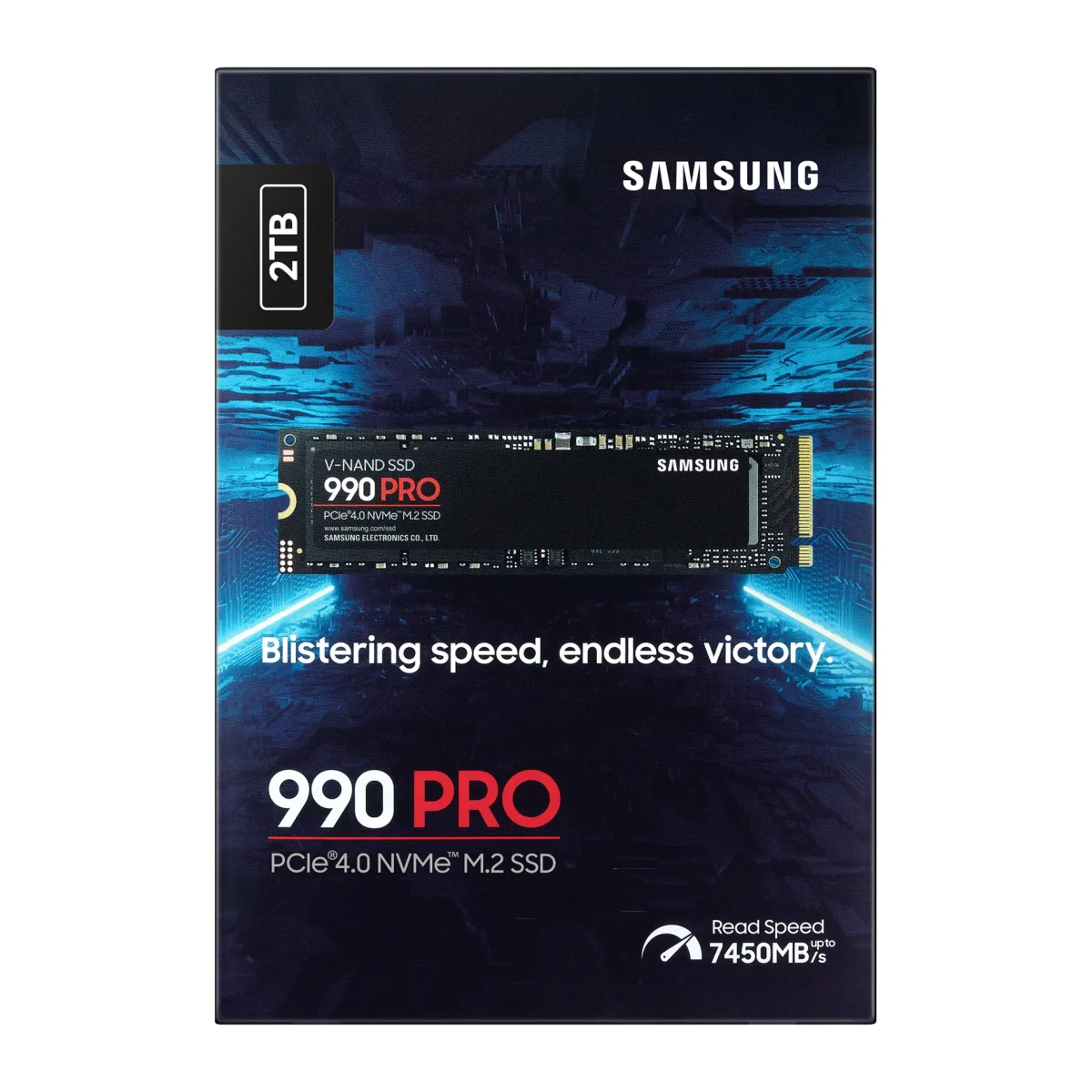 Samsung 990 PRO SSD 2TB, NVMe 2.0 M.2 2280 PCIe Gen 4.0 x 4, R/W speed:7450/6900 MB/s angle