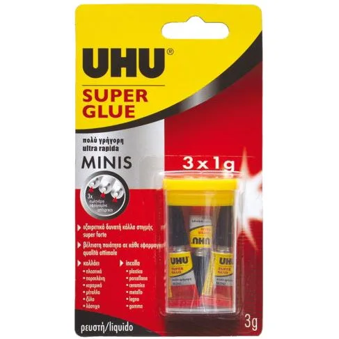 UHU Adeziv instant super glue set 3x1g pentru reparatii mici