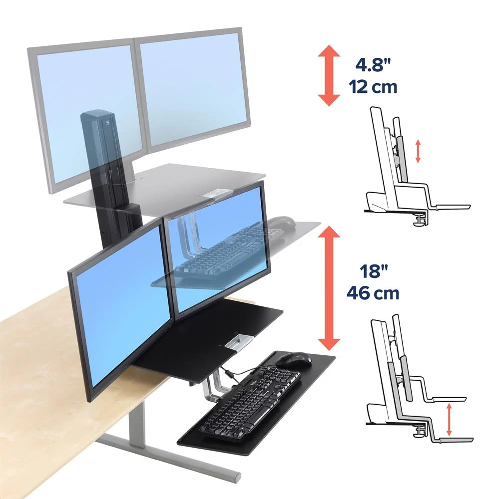 Ergotron WorkFit-S, Dual Monitor with Worksurface+ lifestyle