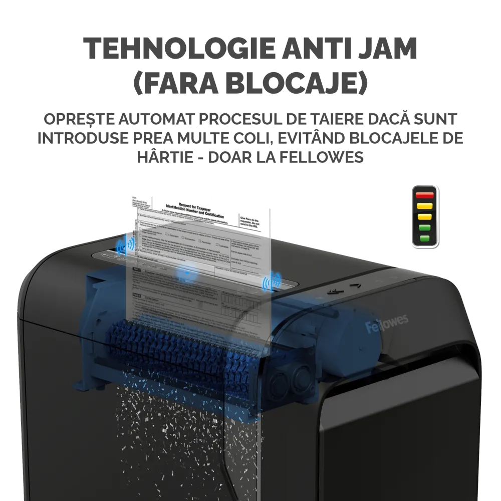 Fellowes Distrugator documente LX221 negru, 20 coli, microparticule 2x12 mm, P-5, cos 30L 