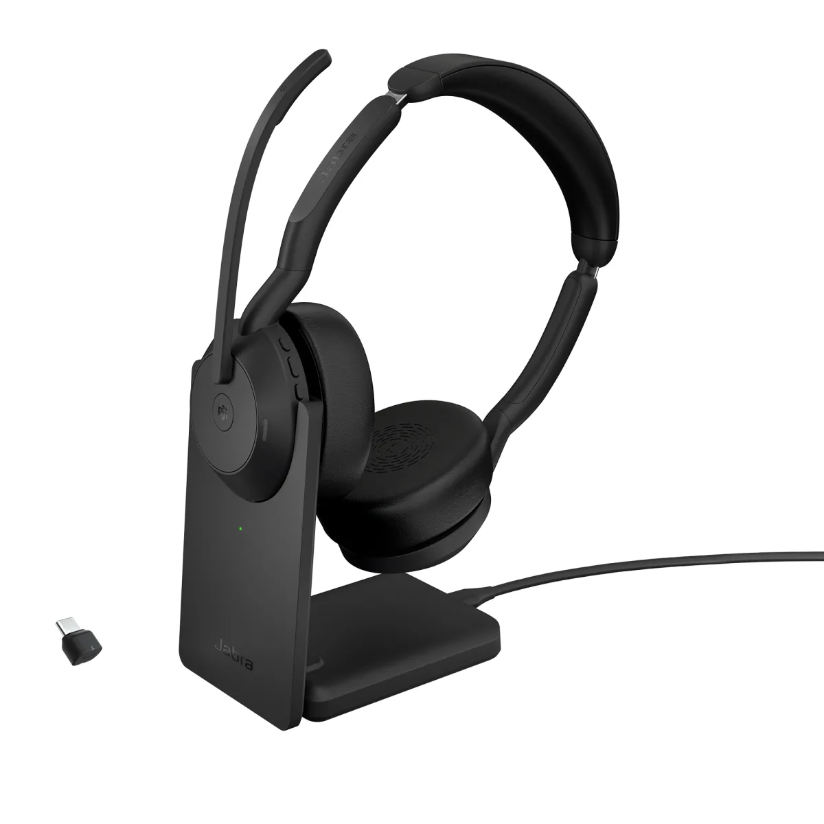 Jabra Casca EVOLVE2 55 MS 25599-999-889, binaural, On-Ear, Bluetooth, USB-C, stand incarcare