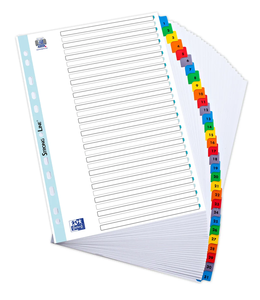 Oxford Index numeric A4 1-31 carton, 31 file, margine color