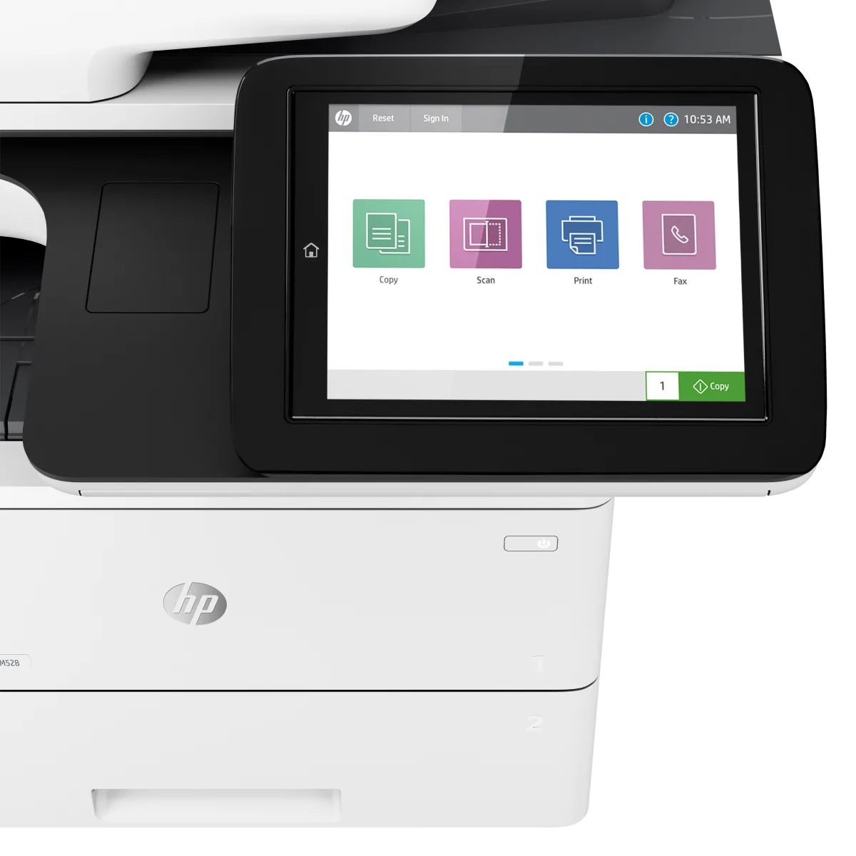 HP LaserJet Enterprise M528f multifunctional mono fax (1PV65A) angle