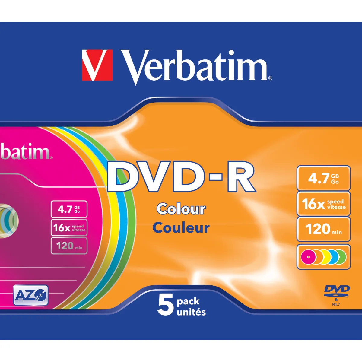 Verbatim DVD-R, 16x, 4.7GB, 120min, matt silver, Slim Case angle