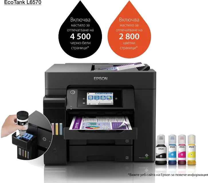 Epson Imprimanta Color Ecotank A4 L6570, 32/32 ppm, 802.11a/b/g/n/ac 