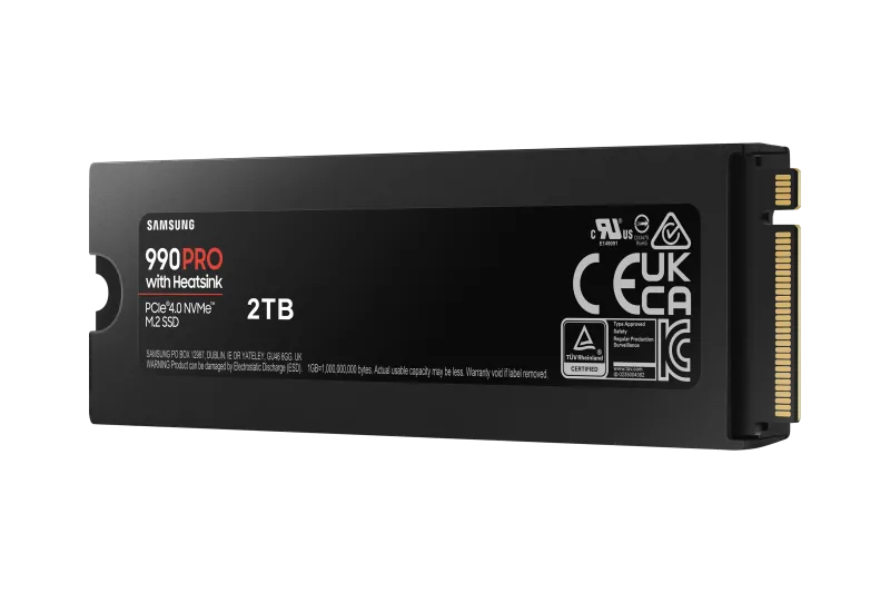 Samsung SSD 990 PRO 2TB PCIe M.2 NVMe with Heatsink, PCIe Gen 4.0 x4, NVMe 2.0 