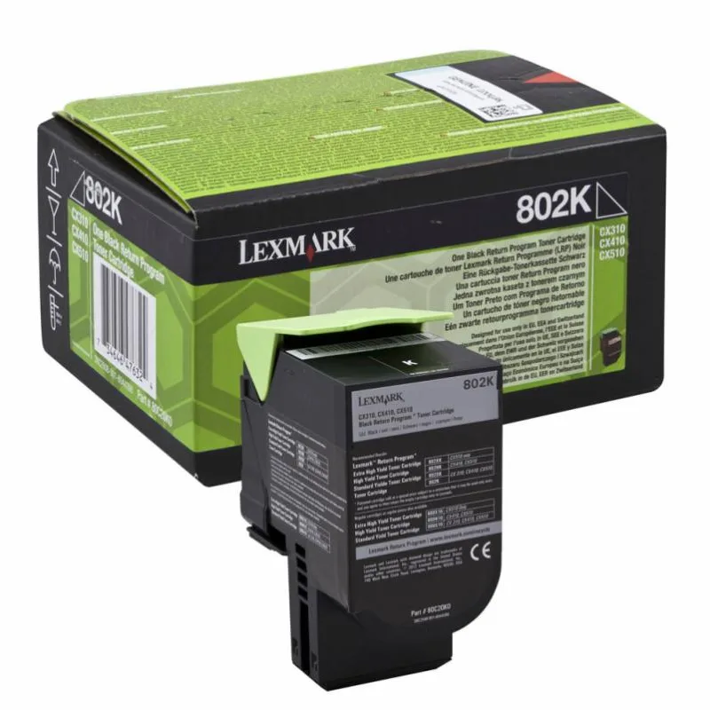 Lexmark 80C20K0 Cartus toner negru, ORIGINAL, Return Program, 1000 pag