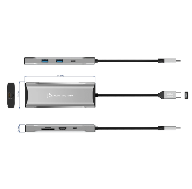 j5create 4K60 Elite USB-C Mini Dock 10Gbps 