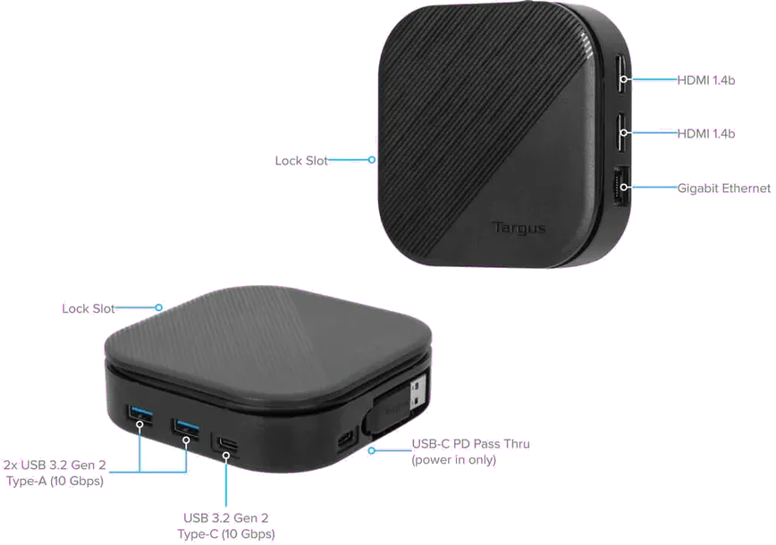 Targus Docking station DOCK116GLZ USB-C Universal Dual HD, 80W PD pass-through 