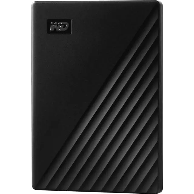 Western Digital My Passport HDD portabil 2TB 2.5inch USB 3.2 slim criptare 256-bit AES negru angle