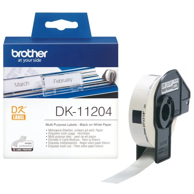 Brother Etichete hartie DK11204 17x54mm, 400/rola, negru pe alb