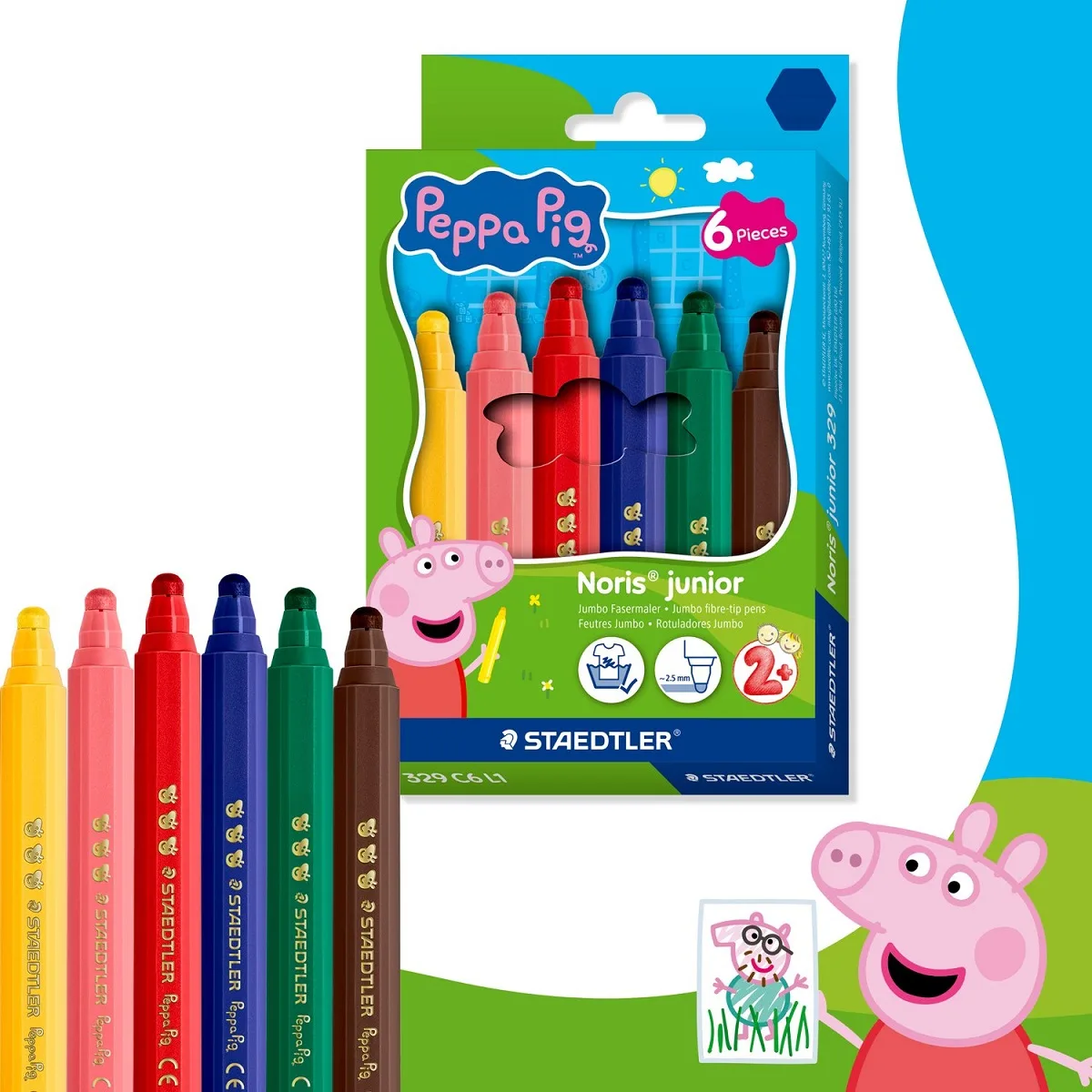 Staedtler Peppa Pig carioci jumbo lavabile, set 6 culori