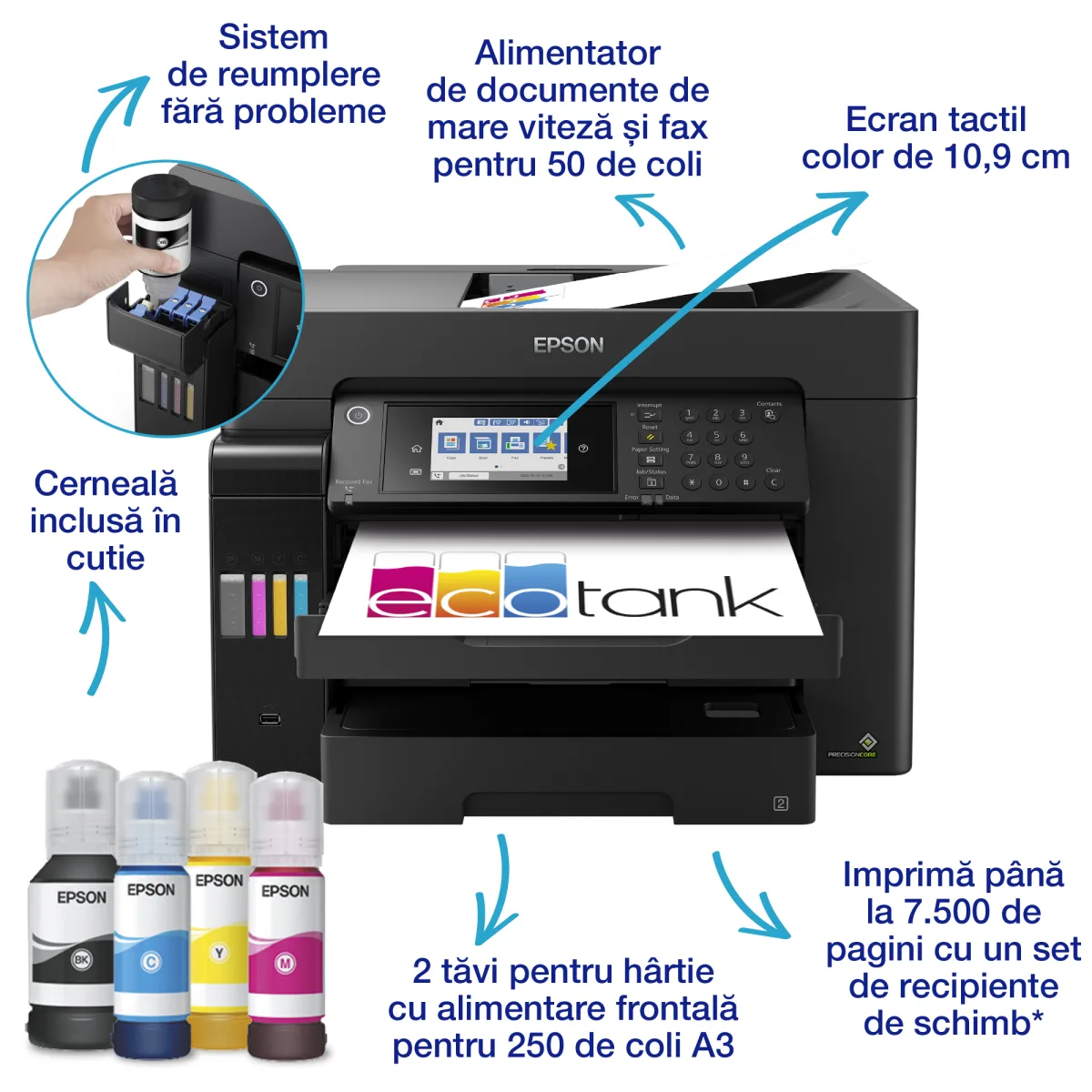 Epson EcoTank L15160 multifunctional CISS A3+ fax C11CH71402 angle