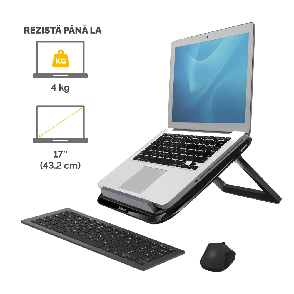 Fellowes I-Spire Series Laptop Quick Lift - pana la 17 inch sau 4.5kg, negru