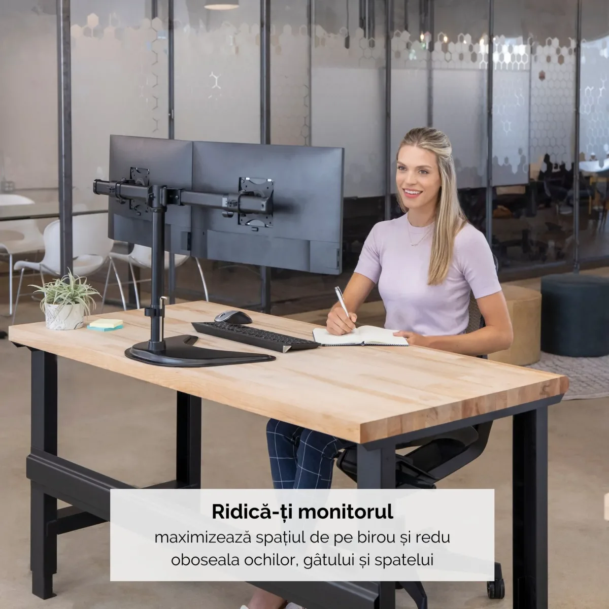 Fellowes Professional Series Freestanding Dual Horizontal Monitor Arm lifestyle