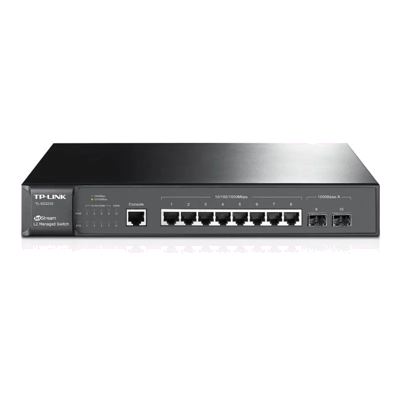 TP-Link Switch TL-SG3210, 8 porturi Gigabit, 2 sloturi SFP, Rack, Layer 2 Management