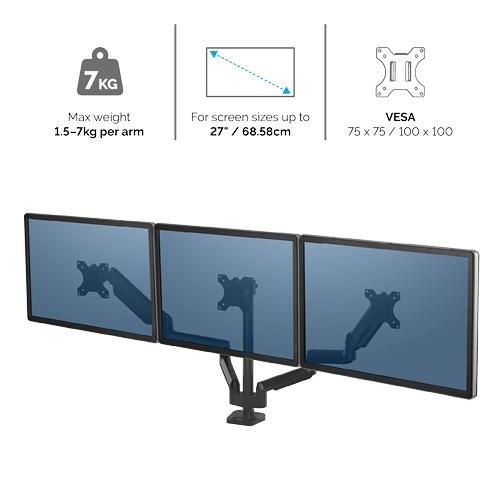 Fellowes Platinum Series Triple Monitor Arm Black