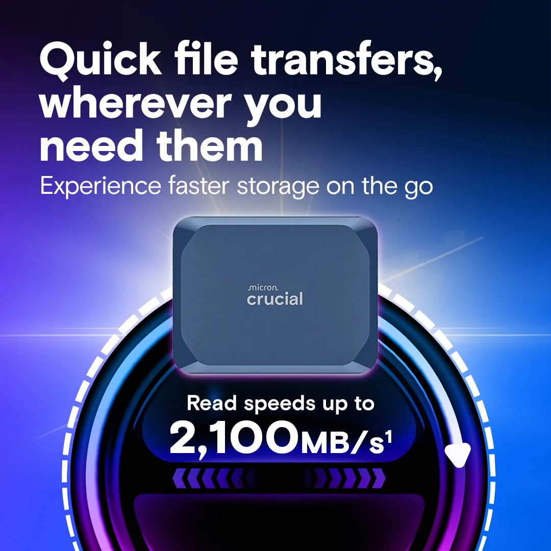 Crucial X10 SSD extern 1TB USB 3.2 Gen 2x2 Type-C 2100MB/s 