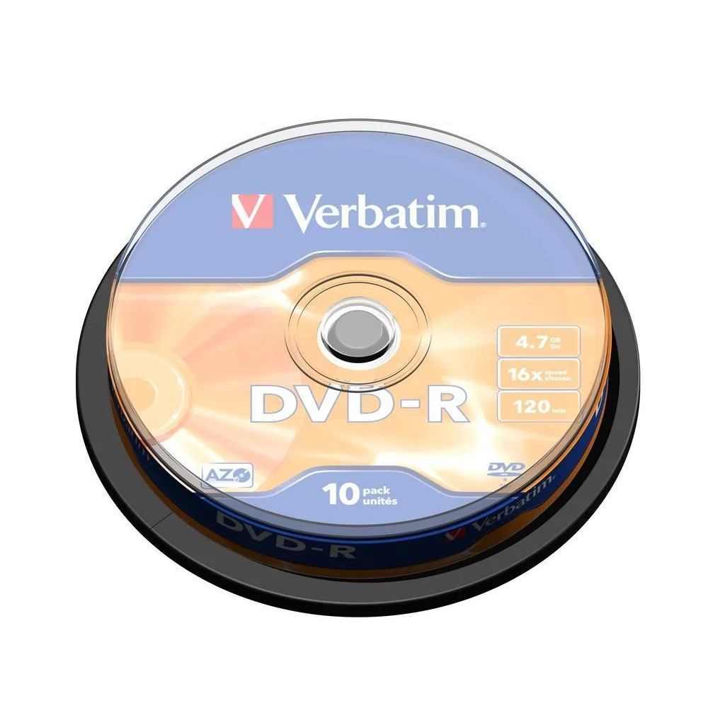Verbatim Set 10 buc, DVD-R, 16x, 4.7GB, 120min, matt silver