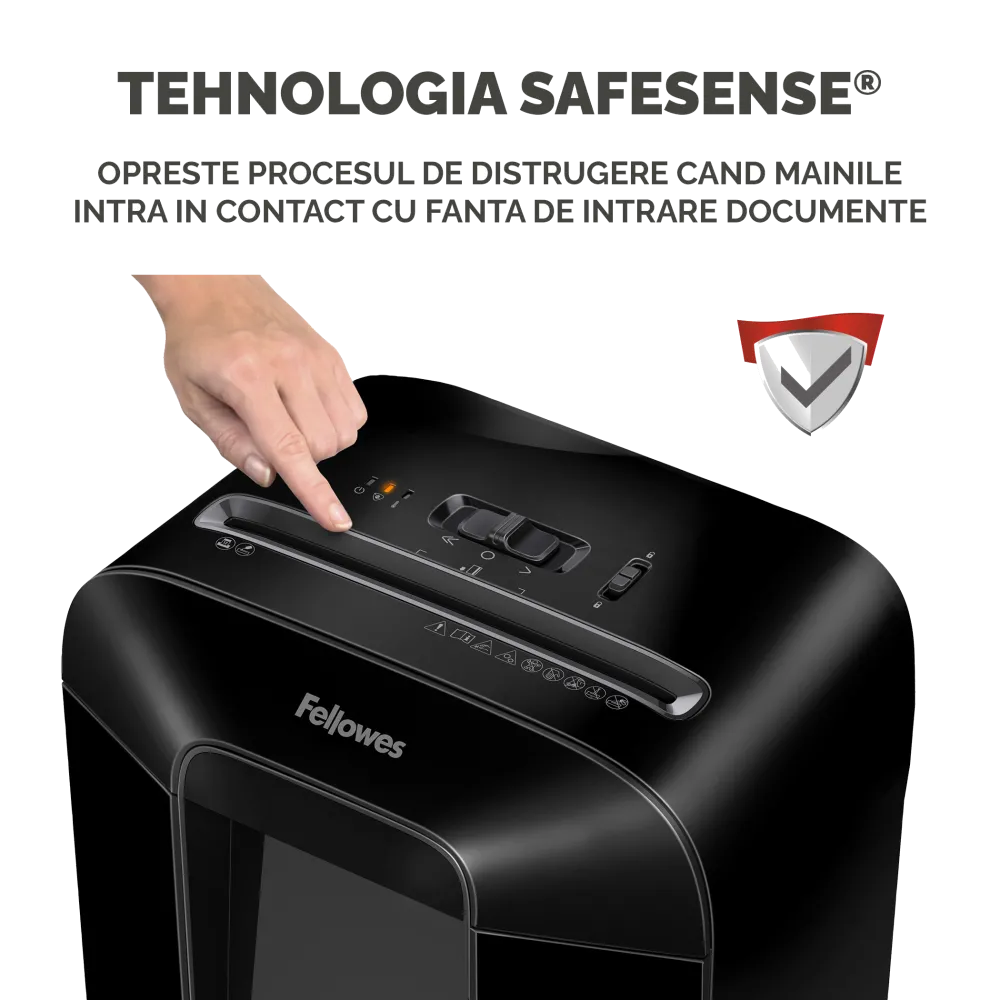 Fellowes Distrugator documente LX85, 12 coli, particule 4x40 mm, P-4, cos 19L 