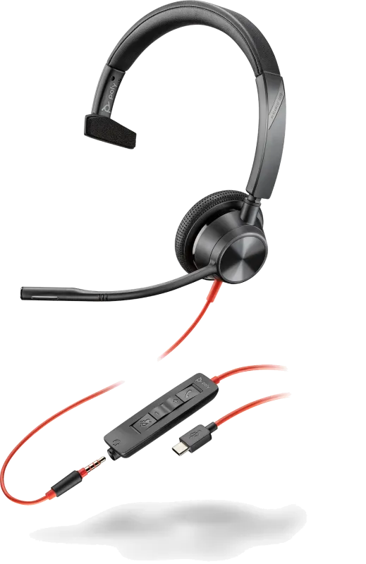 HP Poly Casca Blackwire 3315 cu fir, Monoaural, On-Ear, conectare USB-C/USB-A, Jack 3.5mm