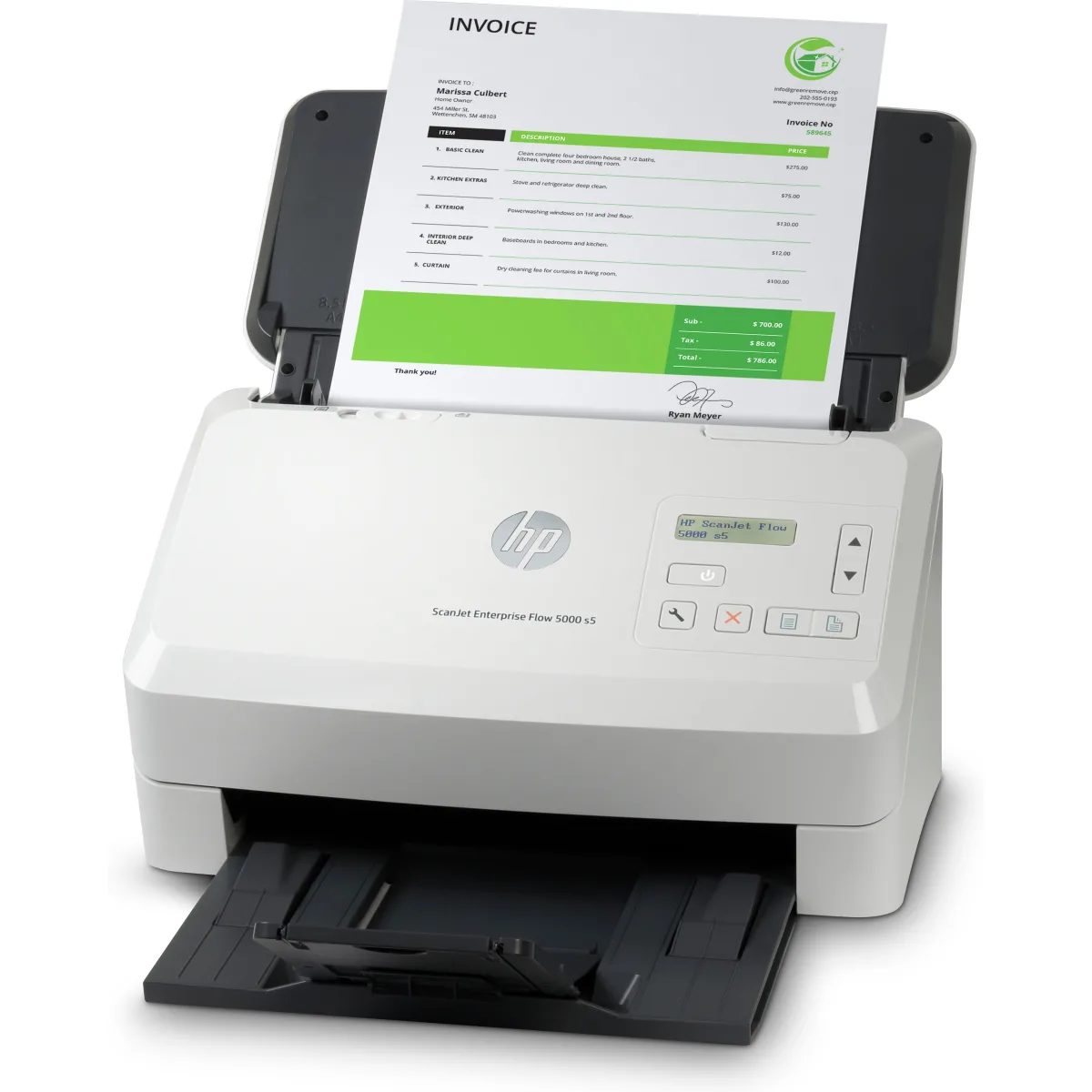 HP ScanJet Enterprise Flow 5000 s5 scanner 65 ppm angle