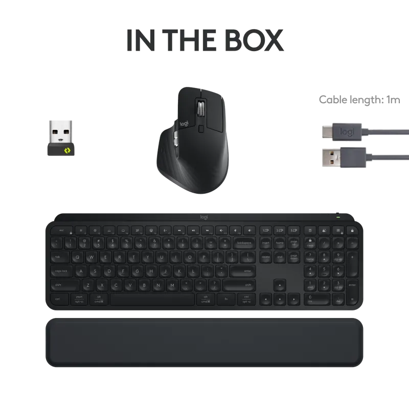 Logitech MX Keys S Combo Graphite, Bluetooth, US Int Layout 
