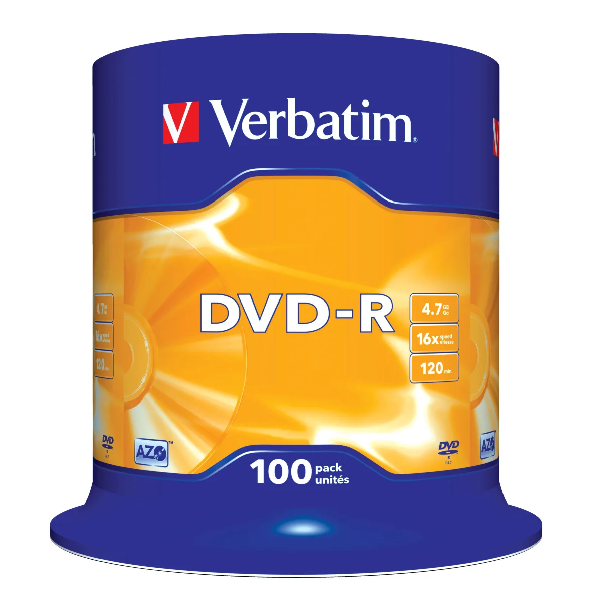 Verbatim Set 100 buc, DVD-R, 16x, 4.7GB, 120min, matt silver