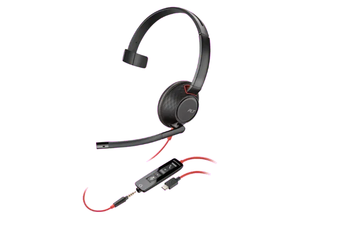 HP Poly Casca Blackwire 5210 cu fir, Monoaural, On-Ear, USB-C/A Adapter, jack 3.5mm