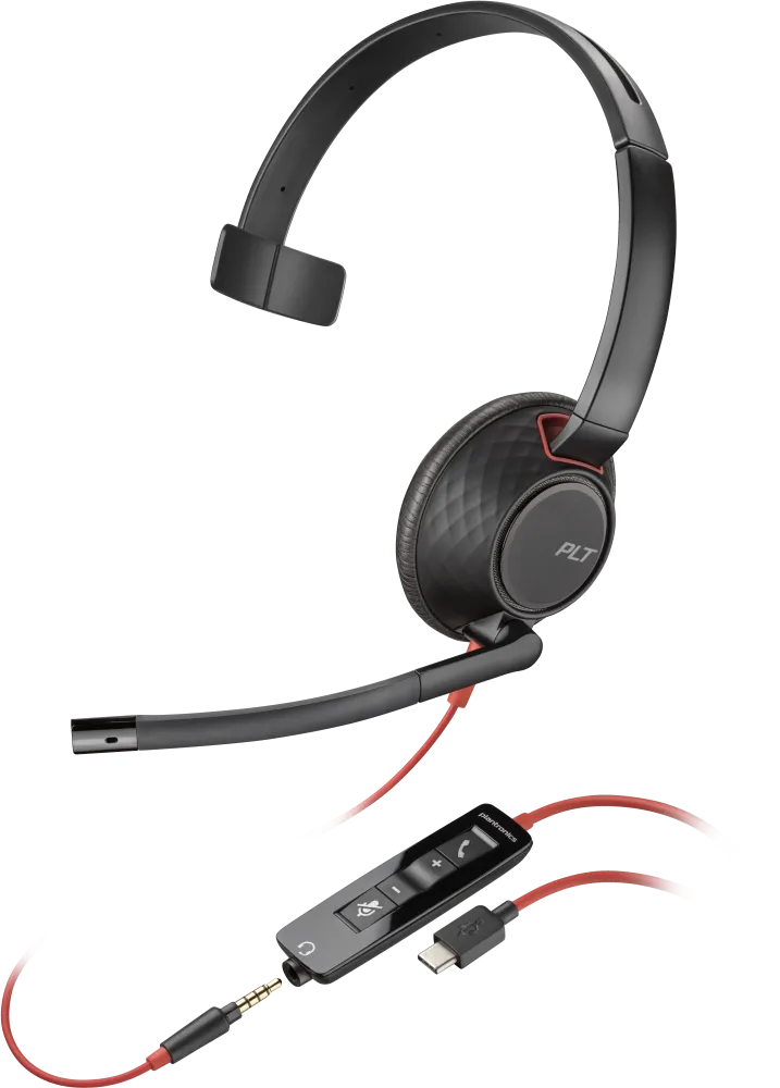 HP Poly Casca Blackwire 5210 cu fir, Monoaural, On-Ear, USB-C/A Adapter, jack 3.5mm 