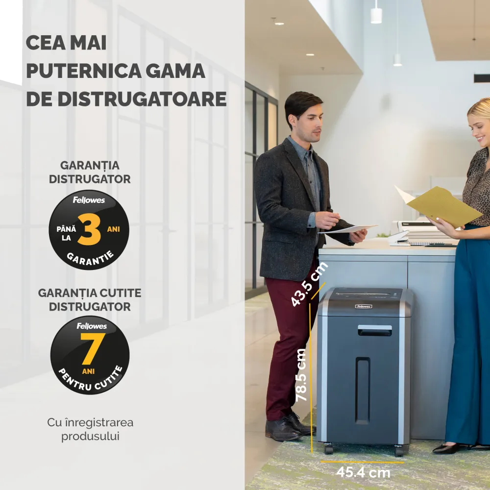 Fellowes Distrugator documente 225Mi, 16 coli, microparticule 2x12 mm, P-5, cos 60L 