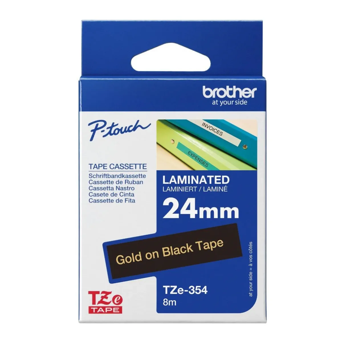 Brother Banda laminata TZe-354 24mm 8m auriu pe negru