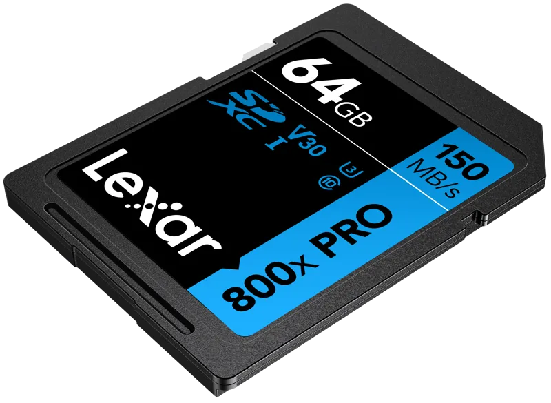 Lexar SDXC 800x Pro UHS-I cards, C10 (V30) U3, R150, 64GB 