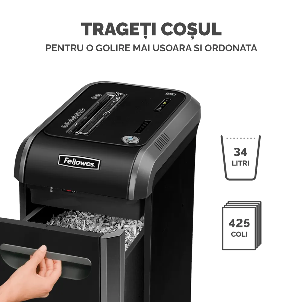 Fellowes Distrugator documente 99Ci, 17-18 coli, particule 4x38 mm, P-4, cos 35L 