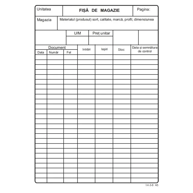 Office Fisa magazie A5 carton offset 200g