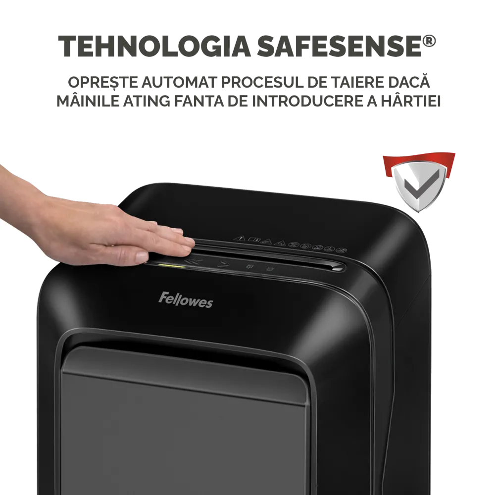 Fellowes Distrugator documente LX211 negru, 15 coli, microparticule 2x12 mm, P-5, cos 23L 