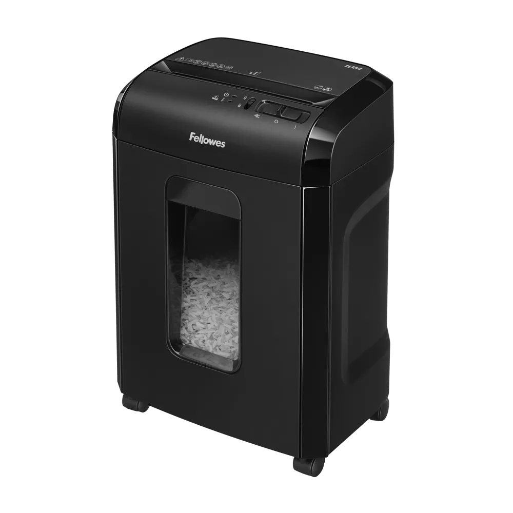 Fellowes Distrugator documente 10M, 10 coli, microparticule 2x12 mm, P-5, cos 19L