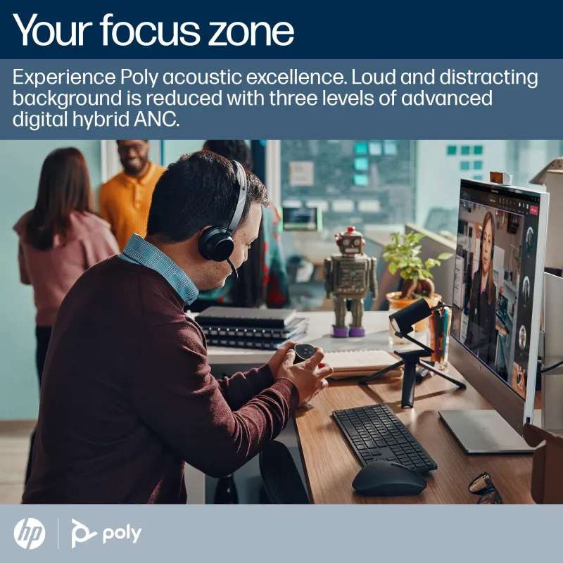 HP Poly Casca Voyager Focus 2 -M cu suport de incarcare, Binaural, On-Ear, USB-C/A 