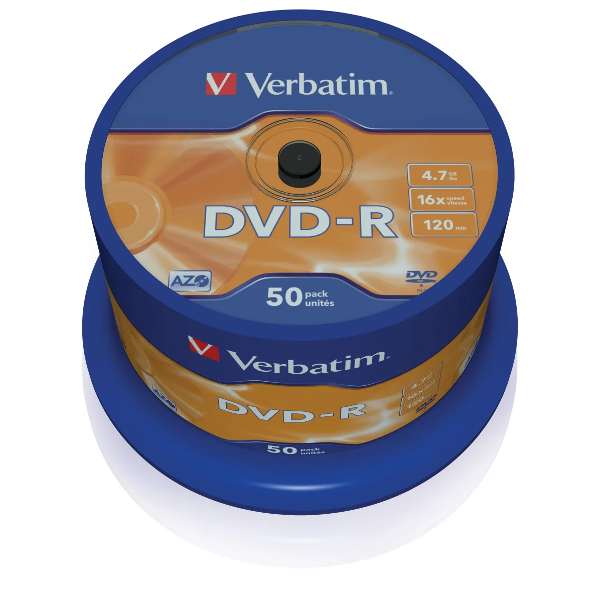 Verbatim Set 50 buc, DVD-R, AZO 16x, 4.7GB, 120min, matt silver