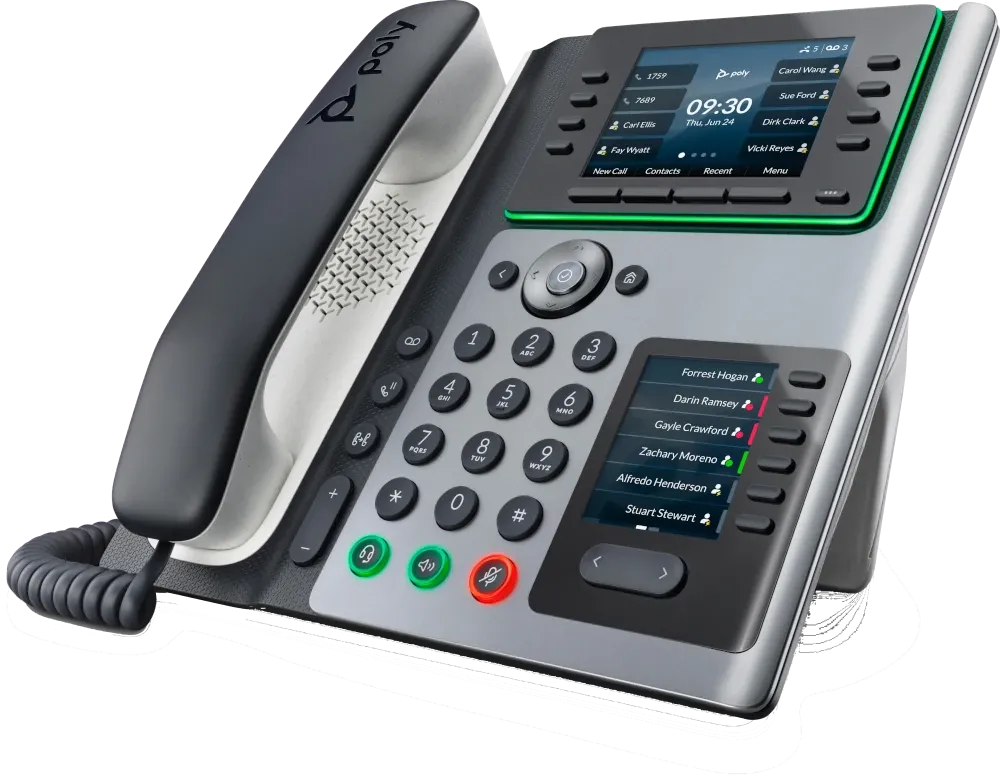 HP Poly Edge E450 IP Phone and PoE-enabled 