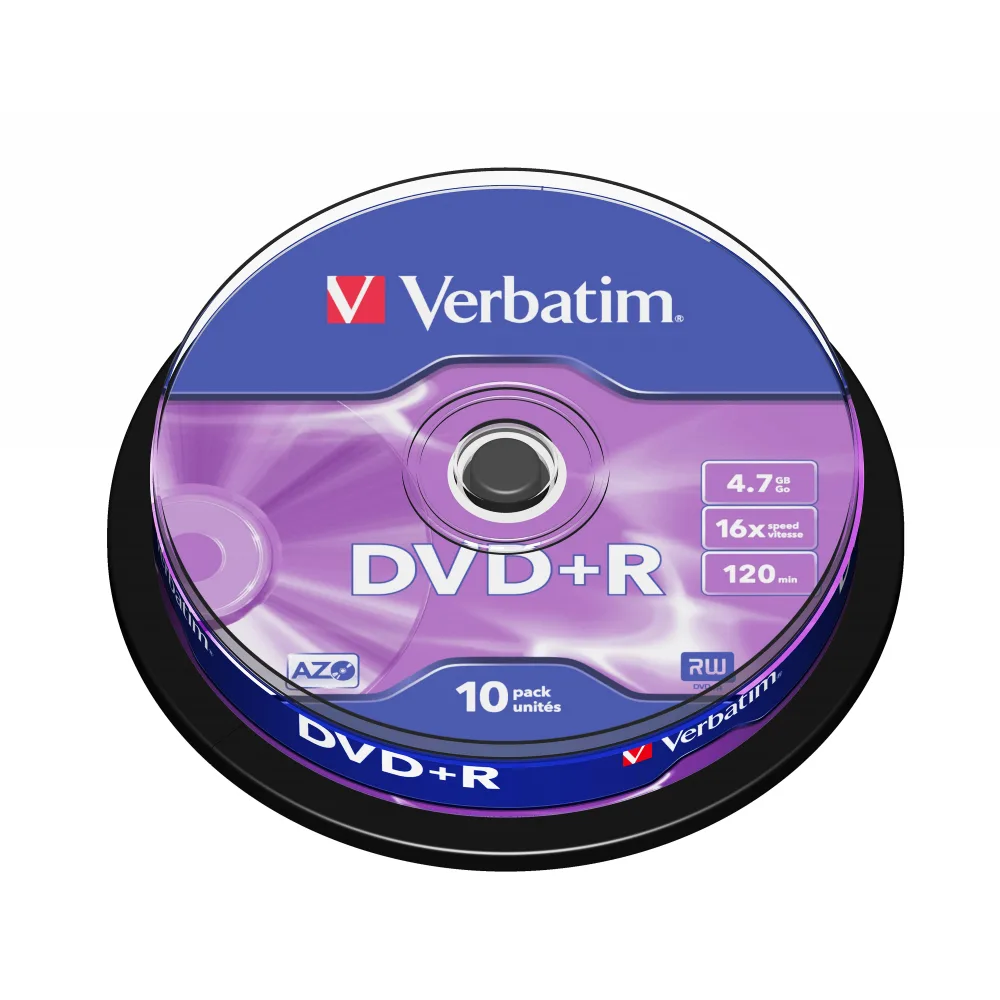 Verbatim Set 10 buc, DVD+R, 16x, 4.7GB, 120min, matt silver