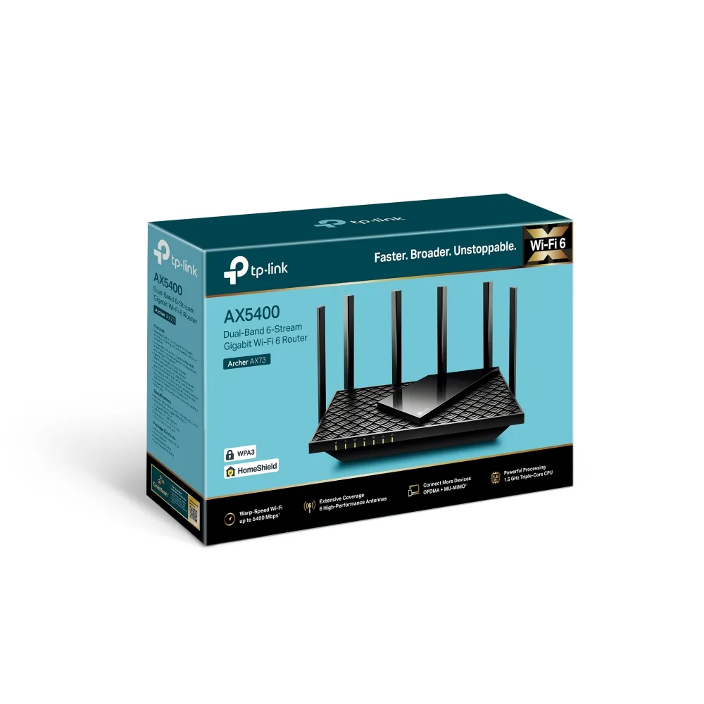 ROUTER TP-LINK wireless 5400Mbps,1 x WAN Gigabit, 4 porturi Gigabit, 1 x USB 3.0 angle