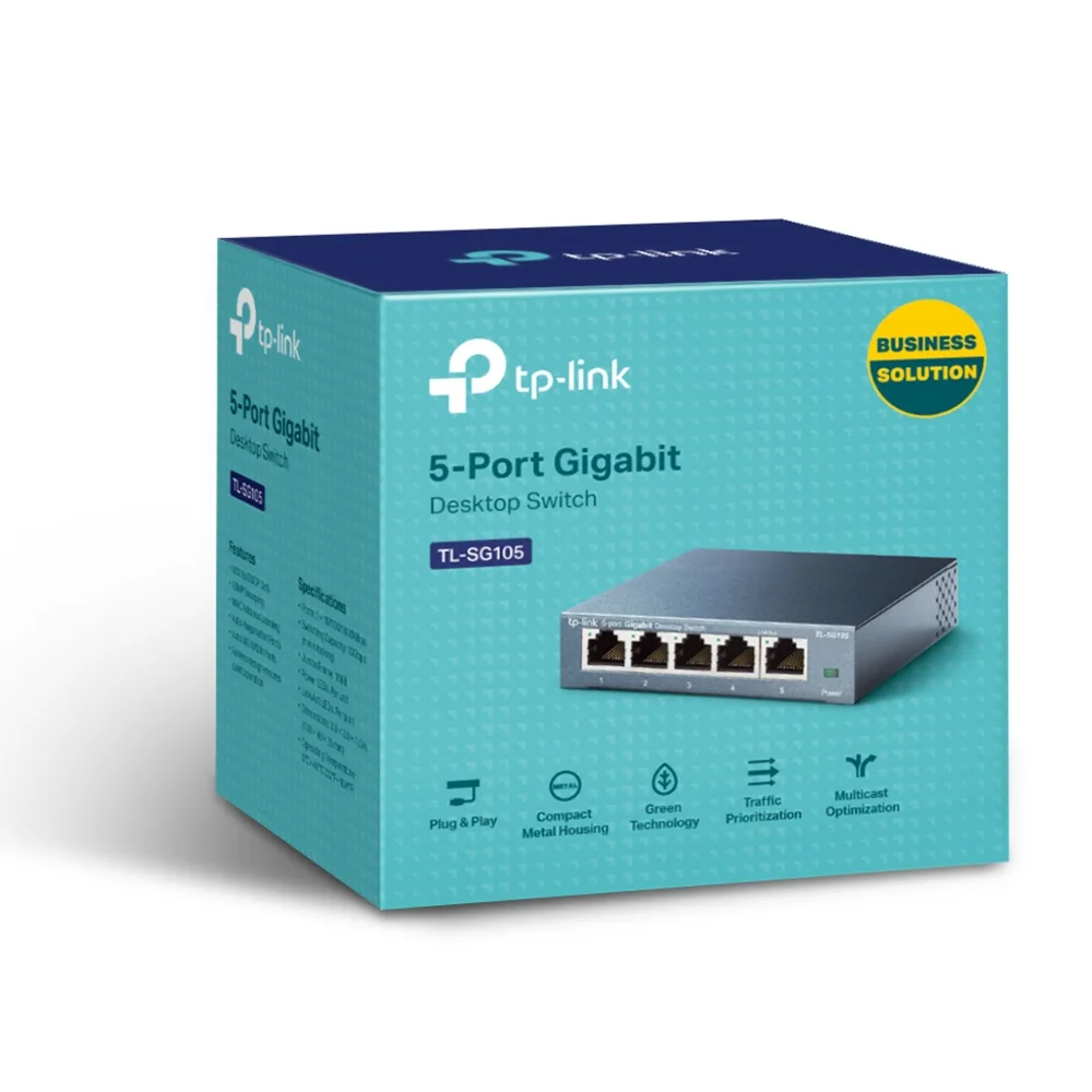 TP-Link TL-SG105 Switch 5-Port-uri 10/100/1000 Gigabit, carcasa metalica angle