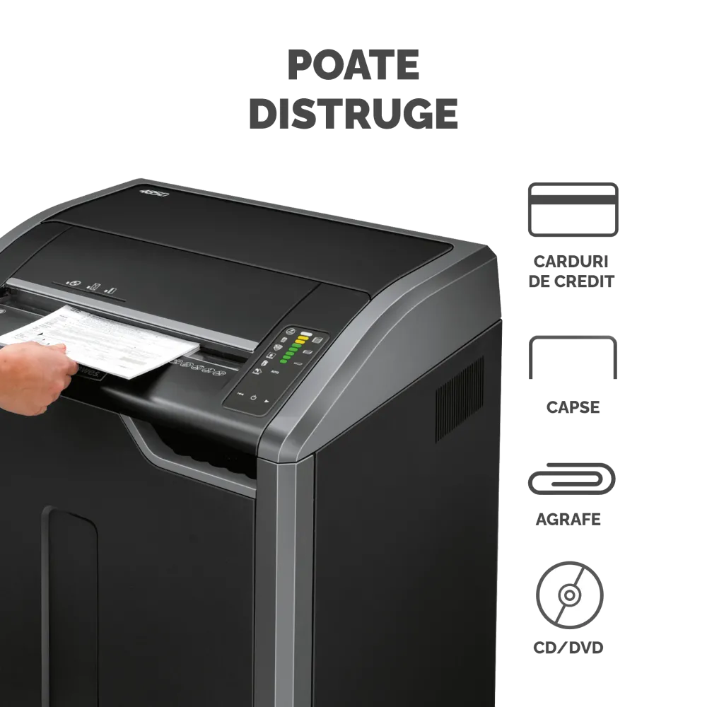 Fellowes Distrugator documente 485Ci A3, 32 coli, particule 4x30 mm, P-4, cos 132L 